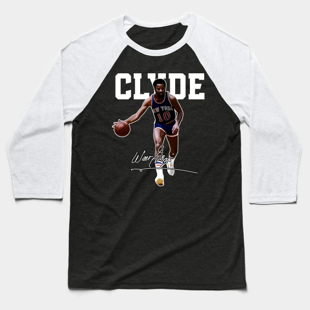 Walt Frazier The Clyde Basketball Legend Signature Vintage Retro 80s 90s Bootleg Rap Style Baseball T-Shirt by CarDE